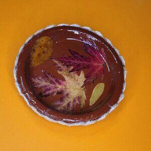 Jewelry Trinket Dish with Real Autumn  Leaves - Handmade